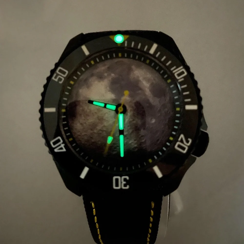Custom built “light side of the moon” Seiko Mens Watch